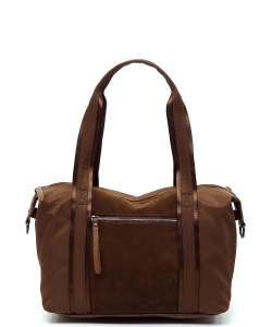 Real Suede Leather 2-Way Satchel CJF117 COFFEE
